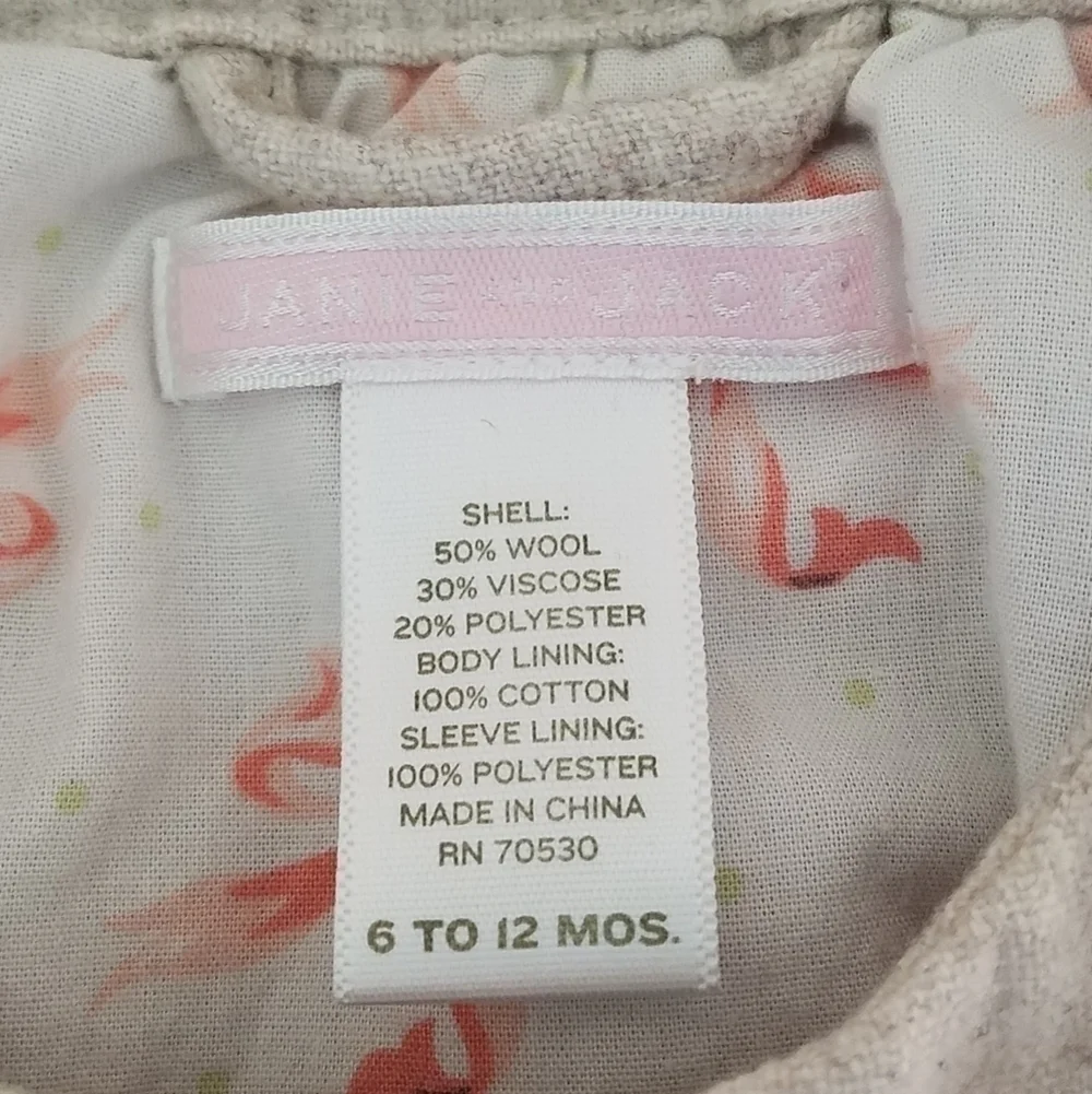 Janie and Jack Wool Blend Lined Jacket 6-12m
